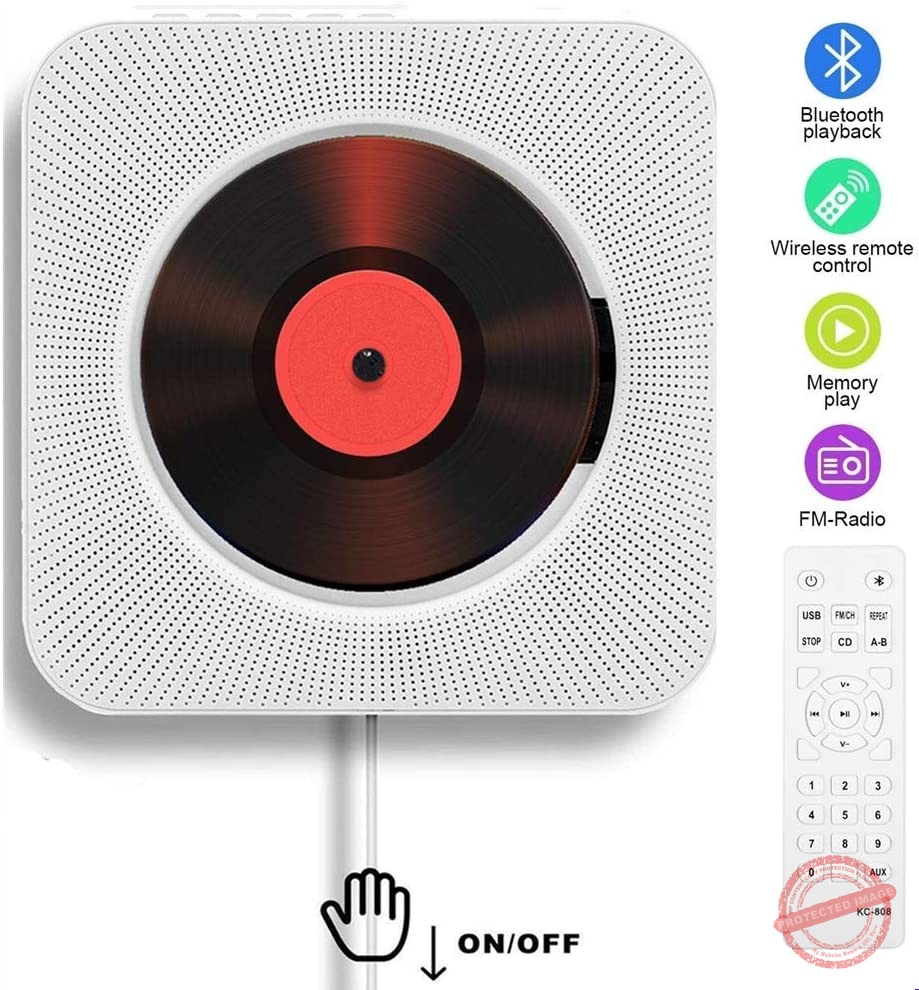 Lettore CD portatile, da parete, con altoparlanti HiFi integrati, usb e bluetooth, Boombox